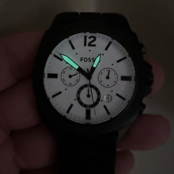 Fossil BQ2060 Machine Gunmetal Chronograph Mens White Dial Silicone Strap Watch - Picture 15 of 17